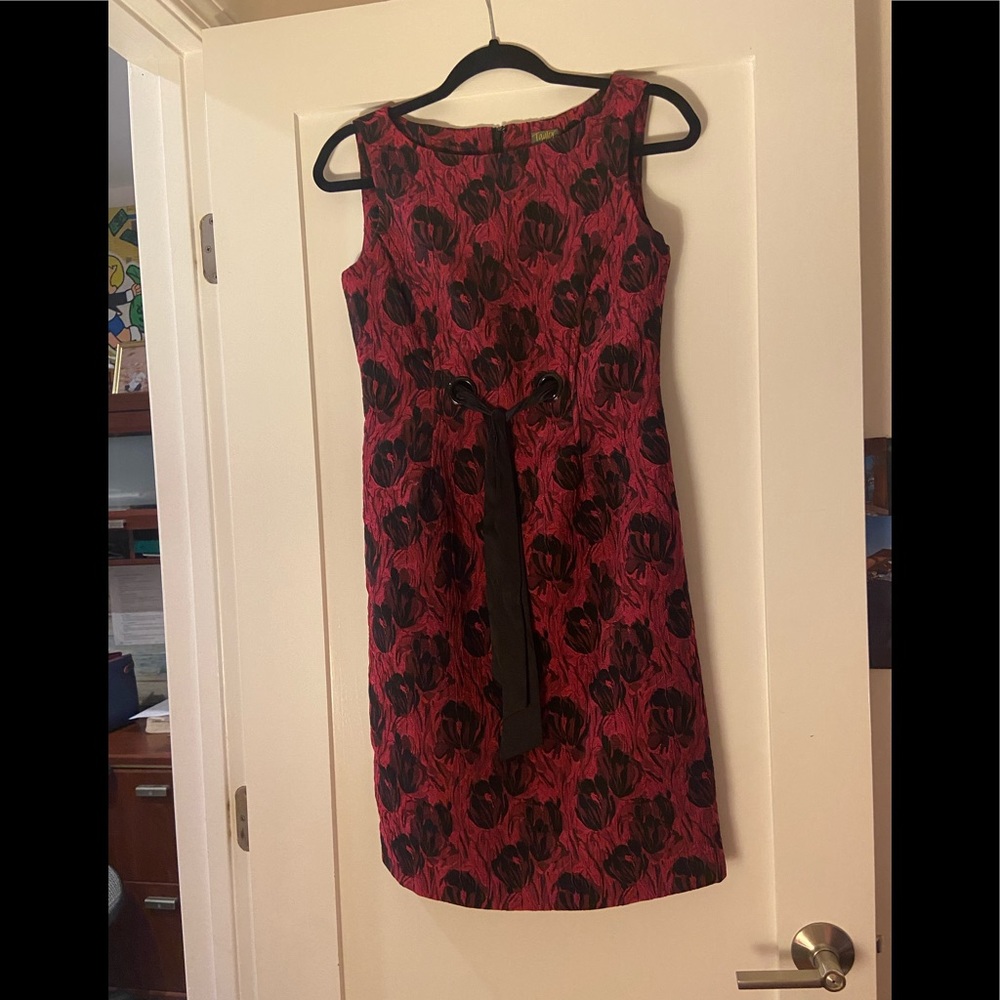 Ann Taylor Pink & Black Midi Dress Waist String